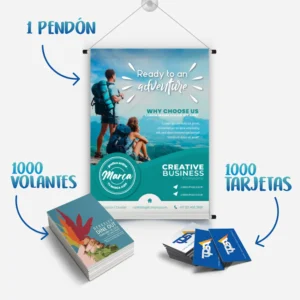 <b>¡Haz que tu Negocio Destaque!</strong></b><br>Combo de Tarjetas + Volantes + Pendón
